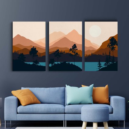 trio de quadros paisagem